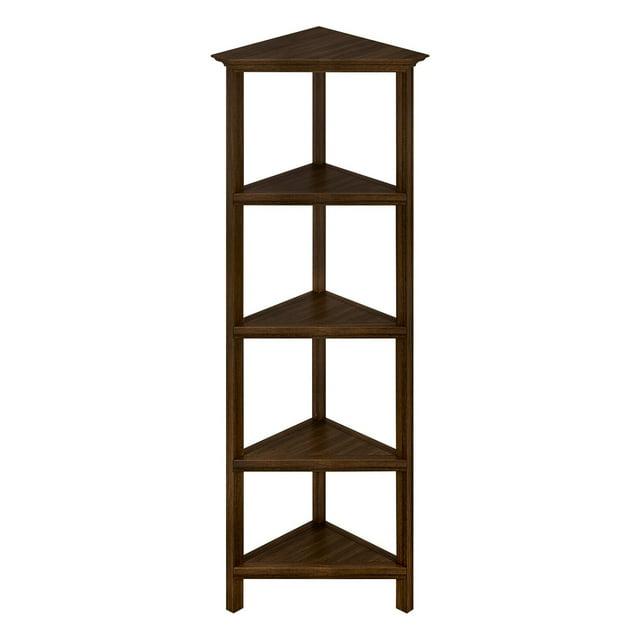 NewRidge 4-Tier Corner Wooden Bookcase Walnut