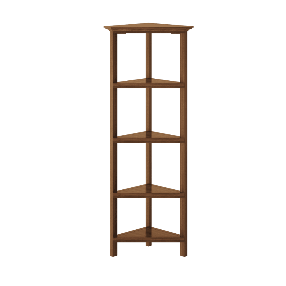 NewRidge 4-Tier Corner Wooden Bookcase Walnut