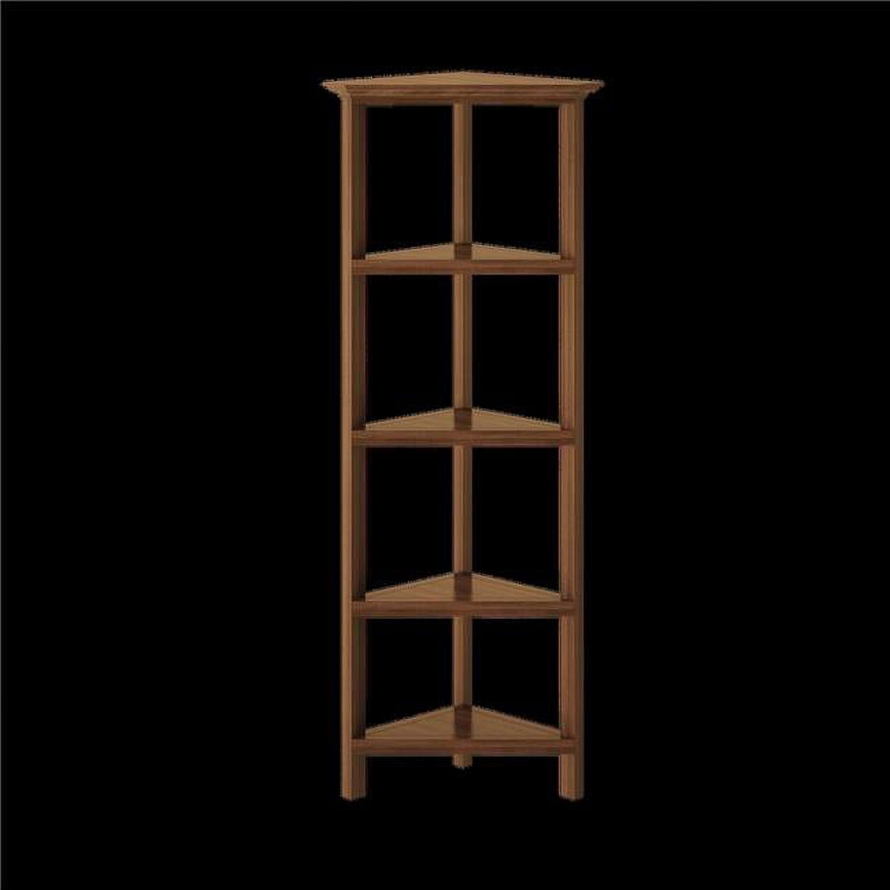 Modern Walnut Wood 4-Tier Corner Bookshelf for Organized Spaces