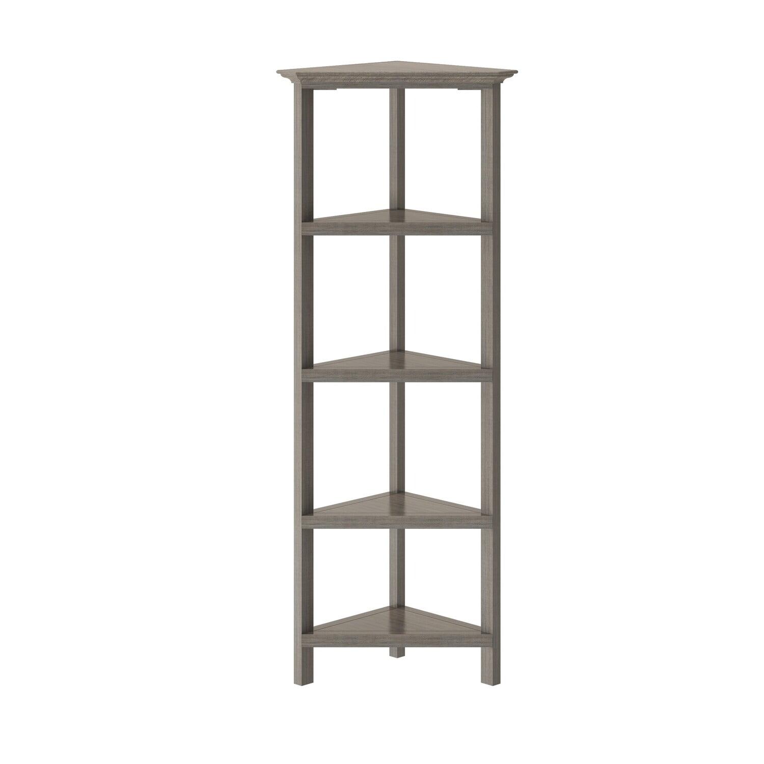 NewRidge 4-Tier Corner Wooden Bookcase Washed Grey