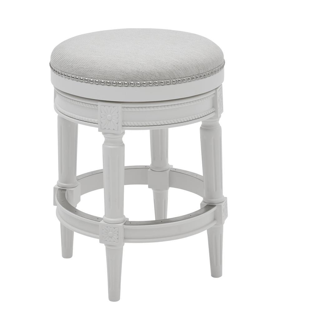 Antique White 26" Backless Swivel Wood Counter Stool