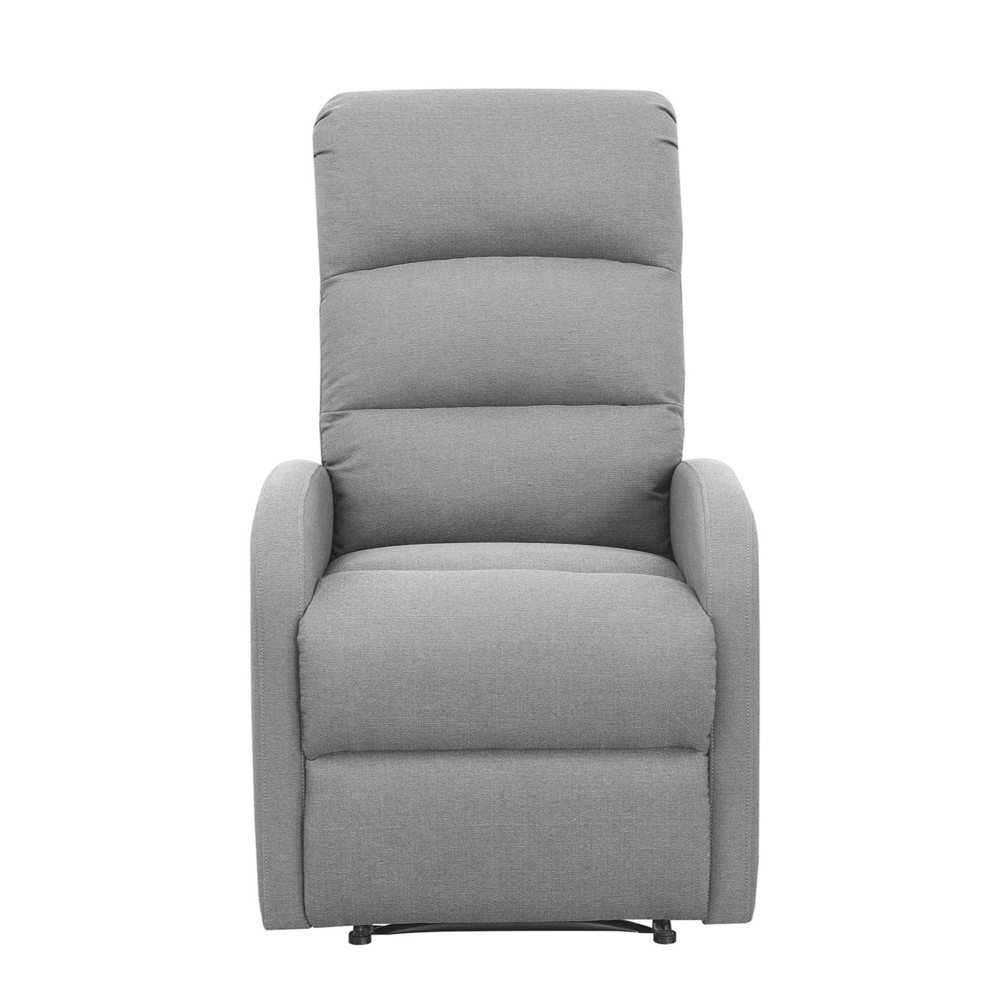Emilia Cement Gray Overstuffed Recliner with Storage Pockets