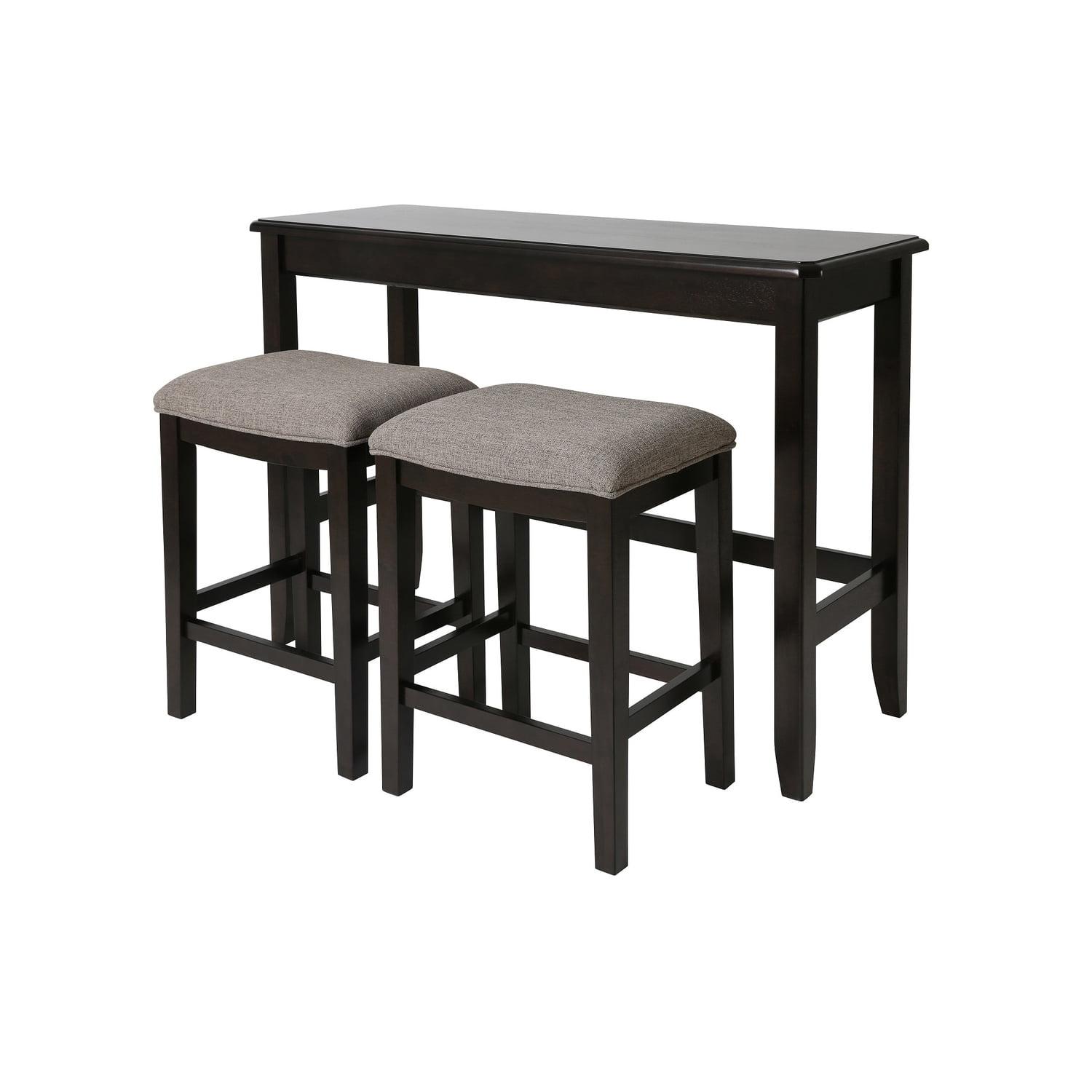 New Ridge Home Goods Traditional Wood Sofa Table with Two Stools in Espresso