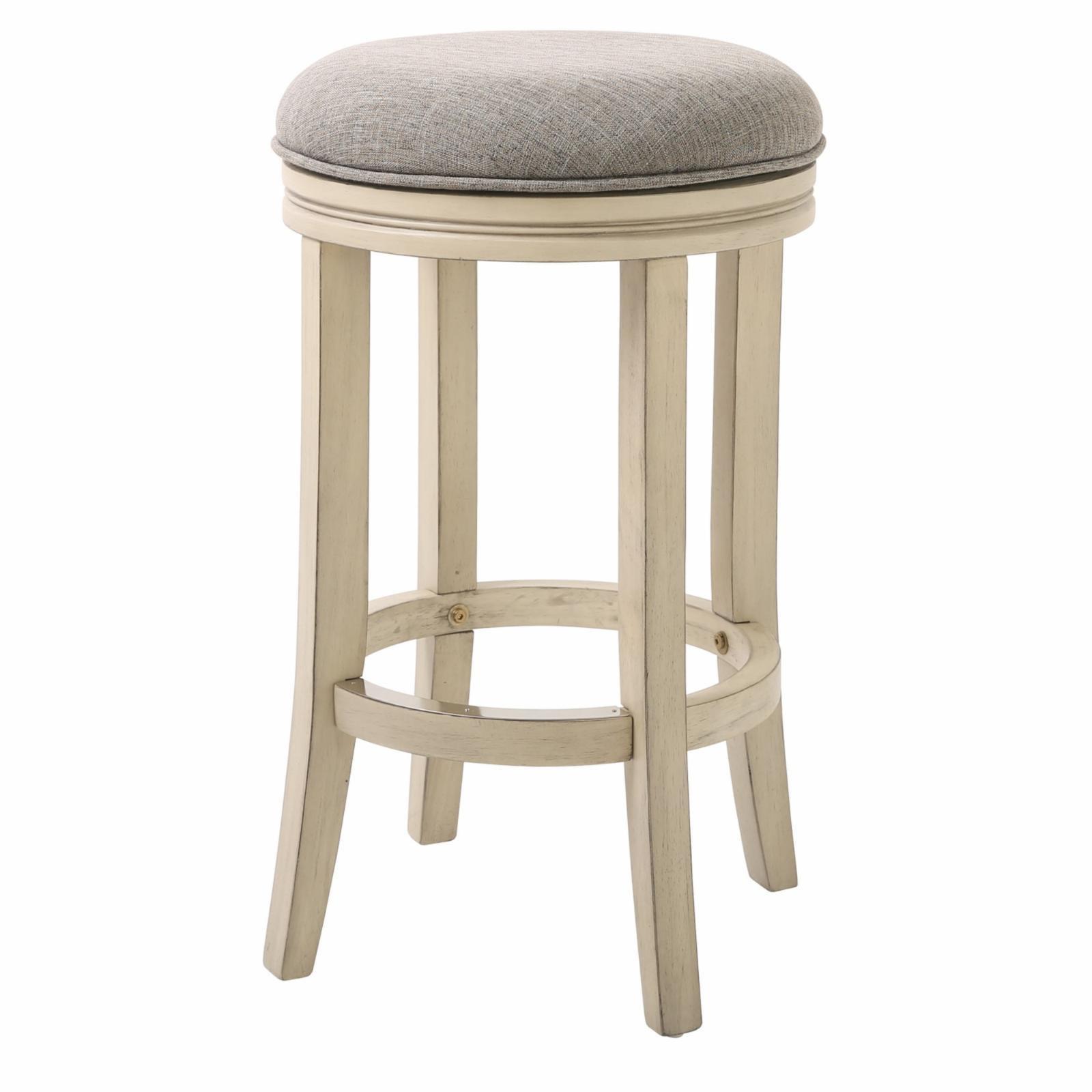 Victoria 25" Distressed Ivory Wood Swivel Bar Stool