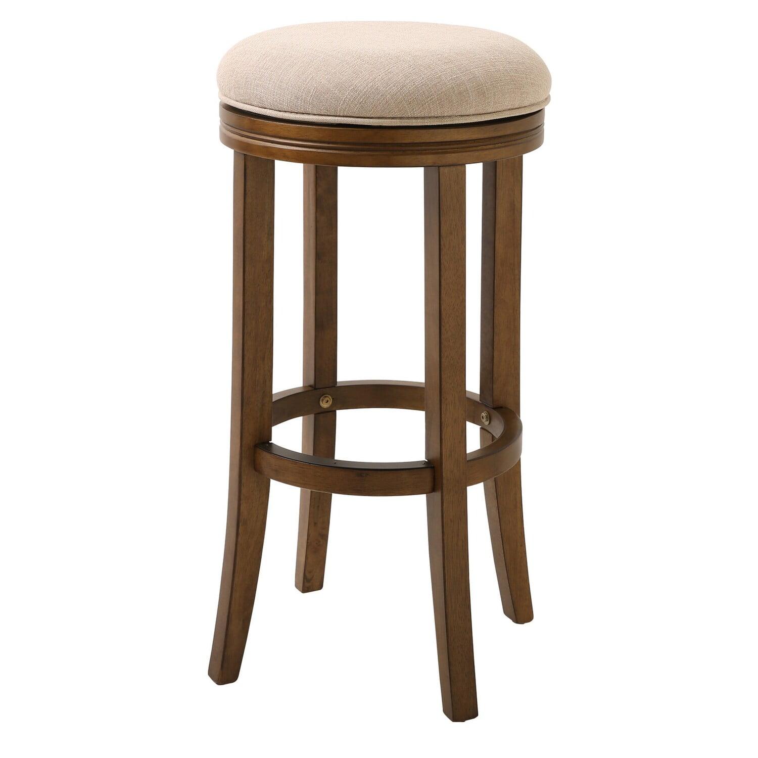 NewRidge Home Goods NewRidge Home Victoria Bar Height Swivel Stool with Cream Fabric Honeysuckle Finish
