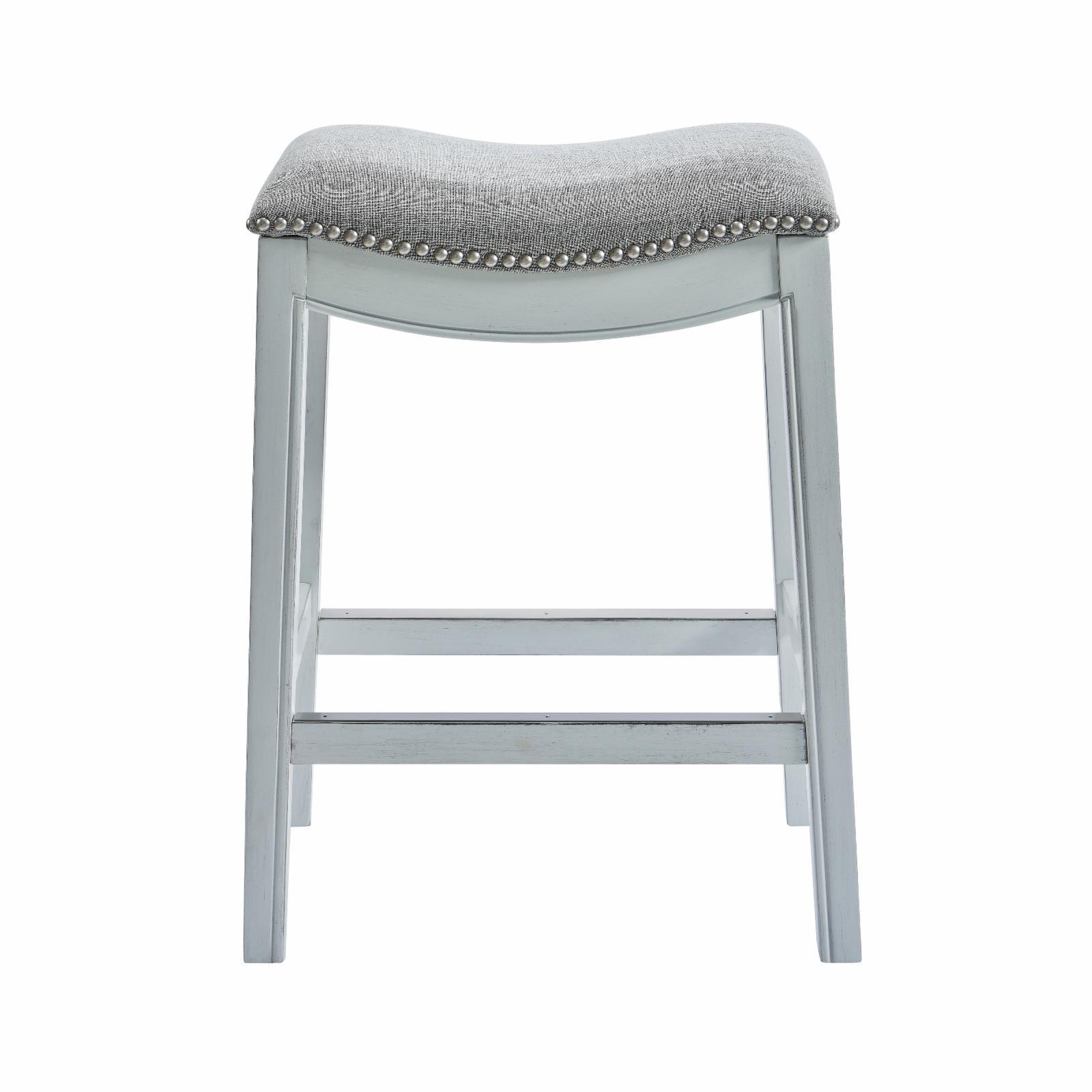 Zoey 26" White Wash Farmhouse Saddle Wood Counter Stool