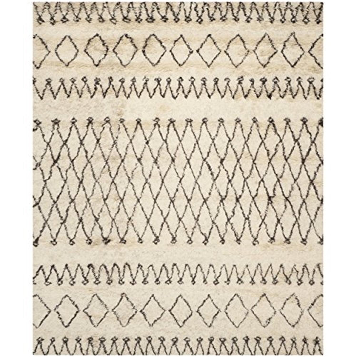 New Rug Collections CSB851A-9-Color:Ivory/Black,Design:Shag & Flokati,Shape:Medium Rectangle,Size:8'L x 5'W