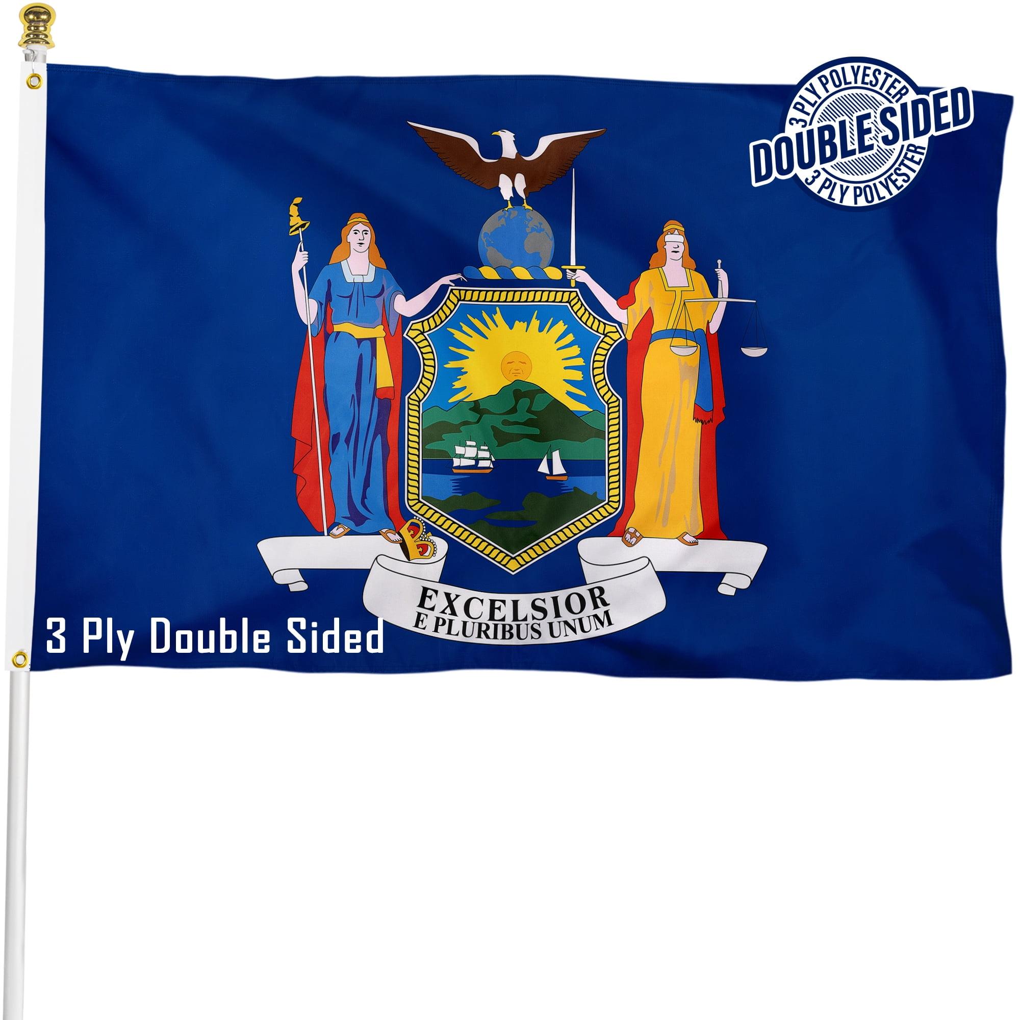 New York State Flag 3x5 ft Double Sided Polyester with Brass Grommets