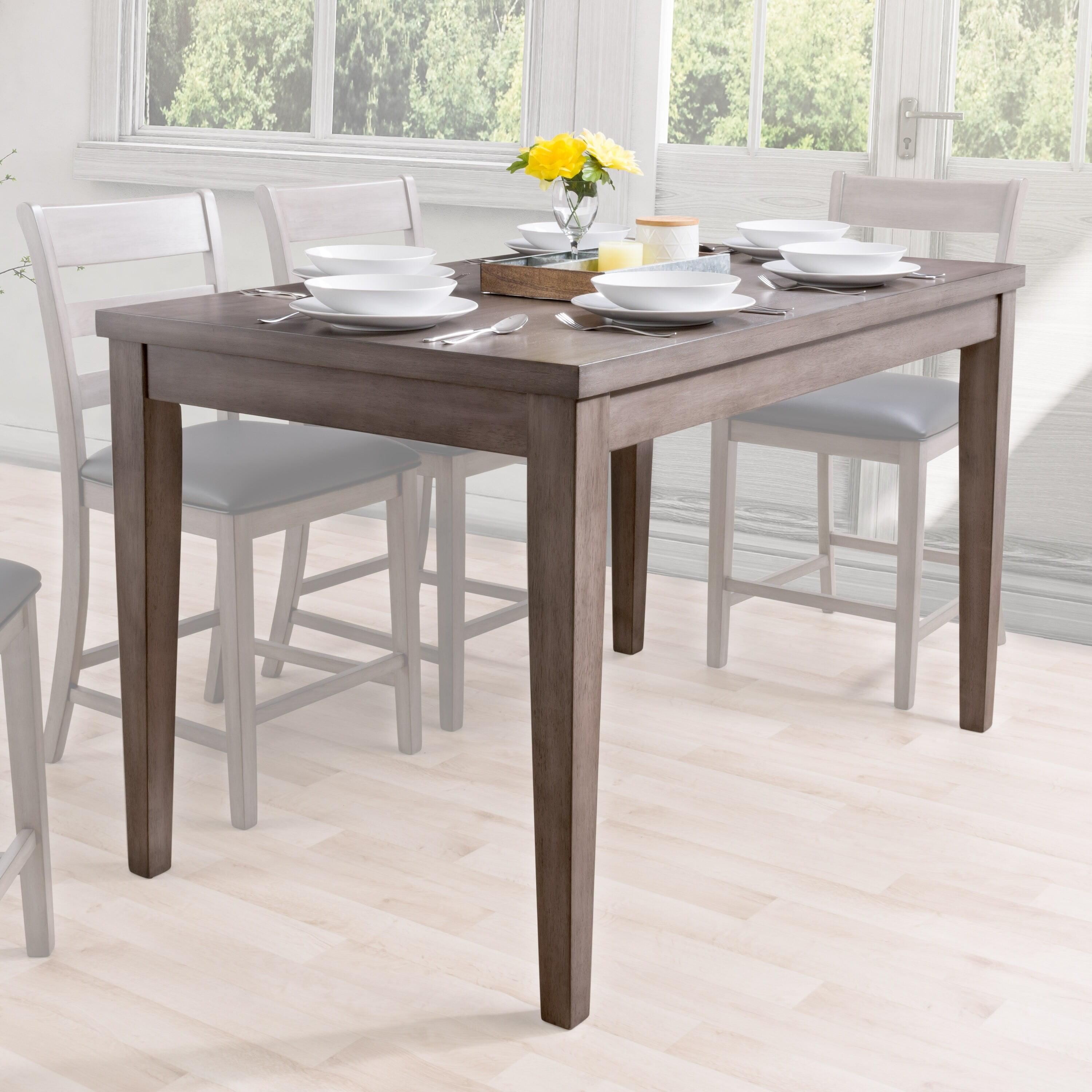 Contemporary Washed Gray Wood Counter Height Dining Table