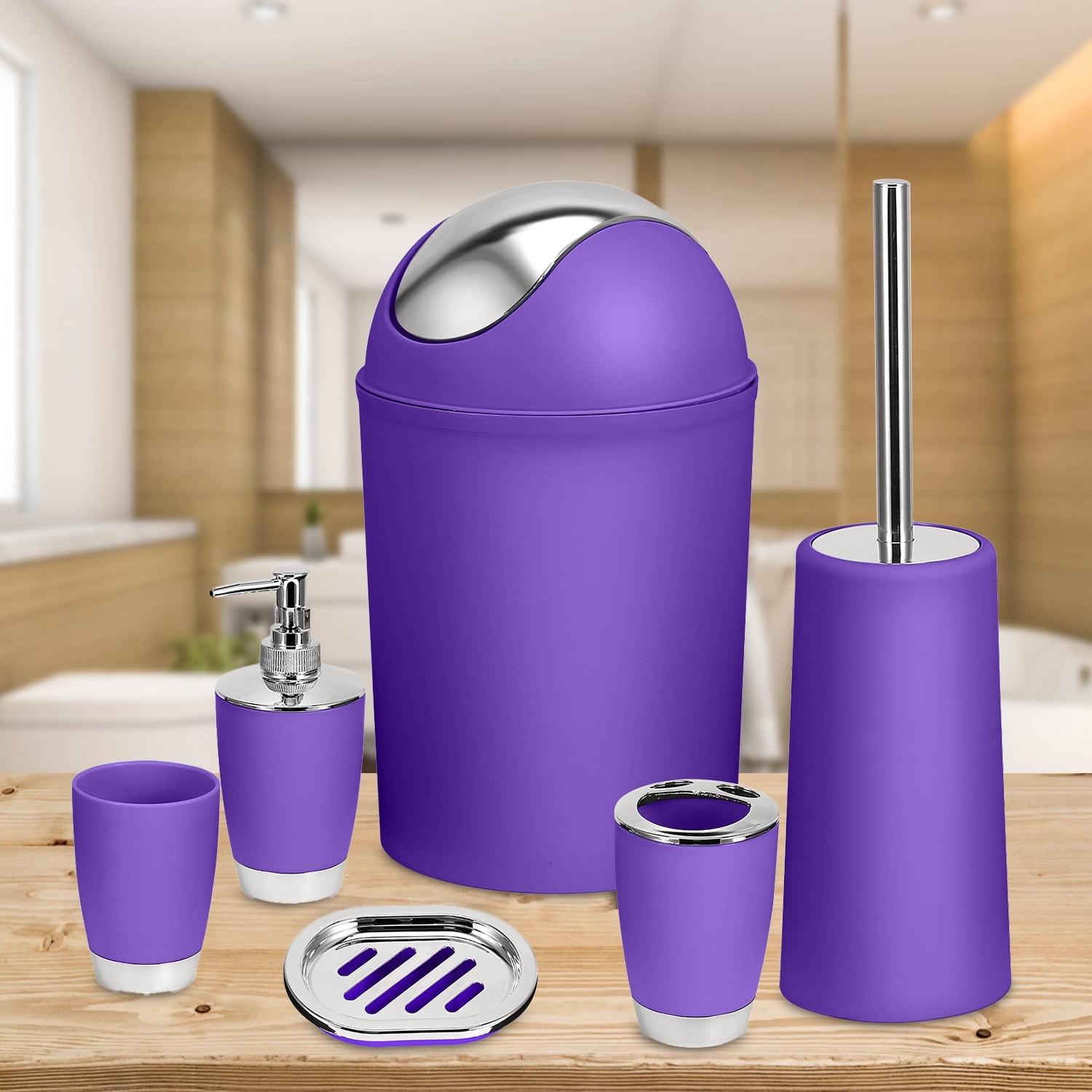 Purple 6-Piece Polypropylene Bathroom Accessories Set