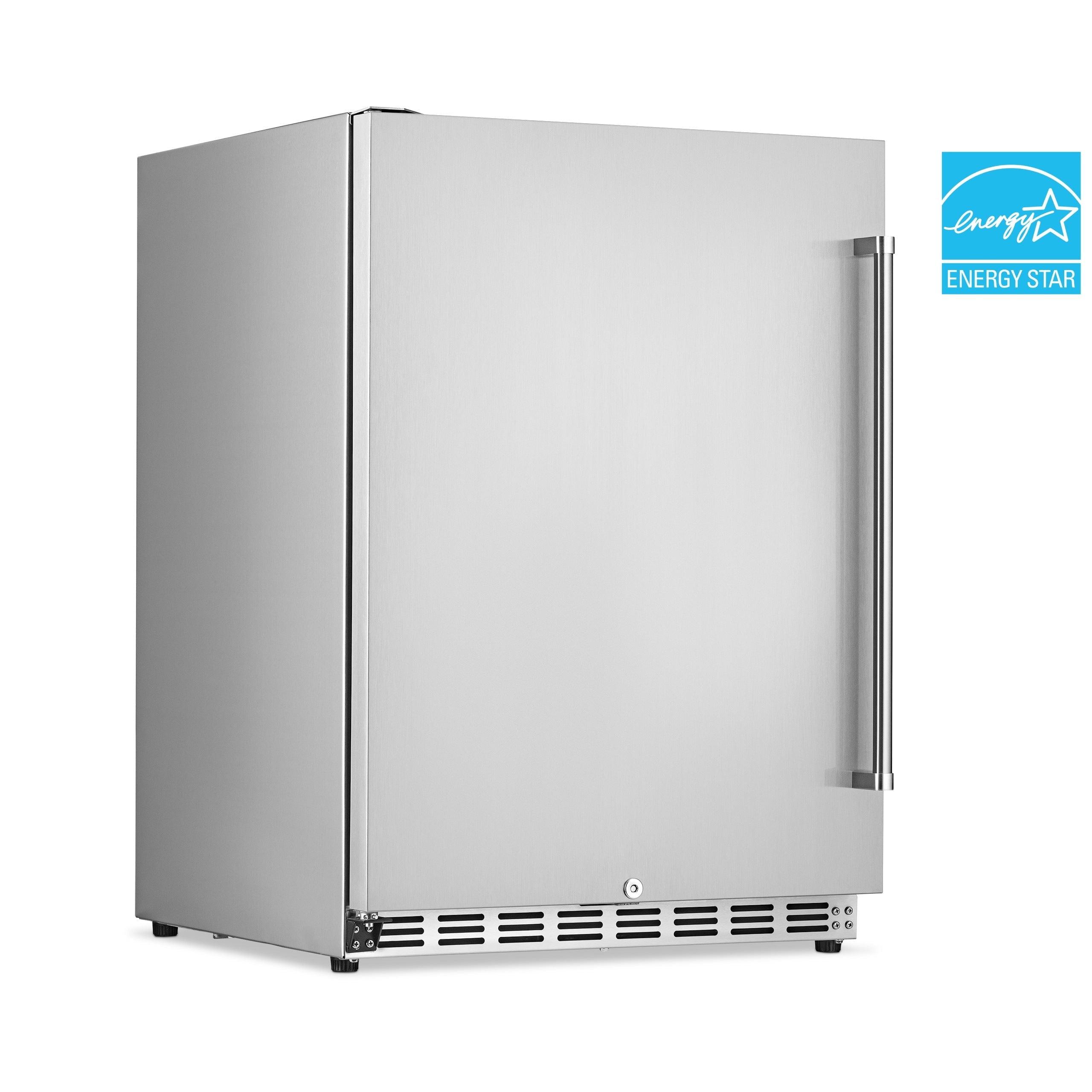 Newair 24" 5.3 Cu. Ft. Commercial Stainless Steel Built-in Beverage Refrigerator, Steel Interior, Weatherproof and Outdoor Rated, ENERGY STAR