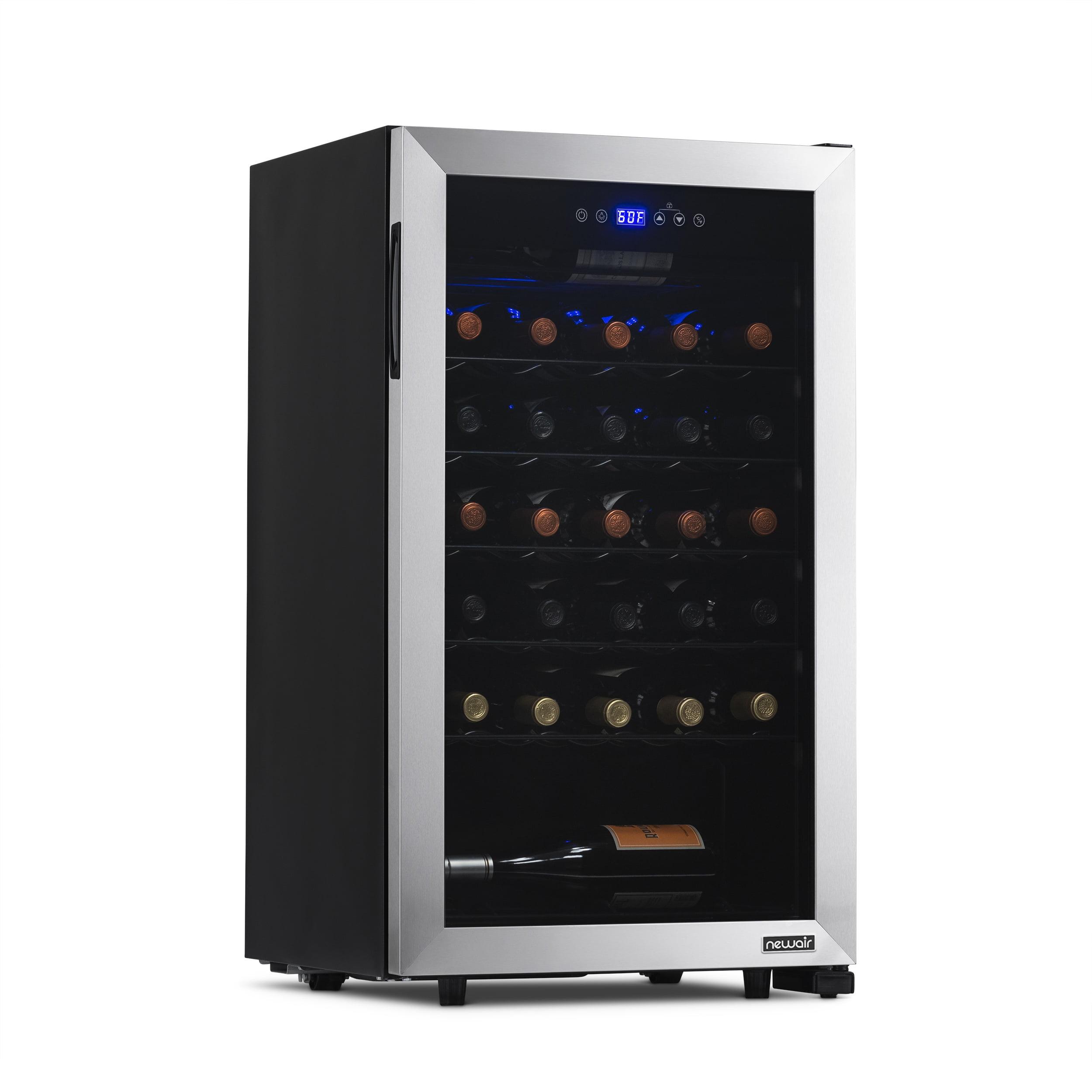 Newair Freestanding 33 Bottle Compressor Wine Fridge in Stainless Steel, Adjustable Racks