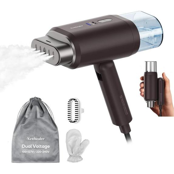 Newbealer Newbealer Travel Garment Steamer,100V-240V Handheld Powerful Steamer for Clothes,2 Adjustment Steaming,Self-cleaning,Brown