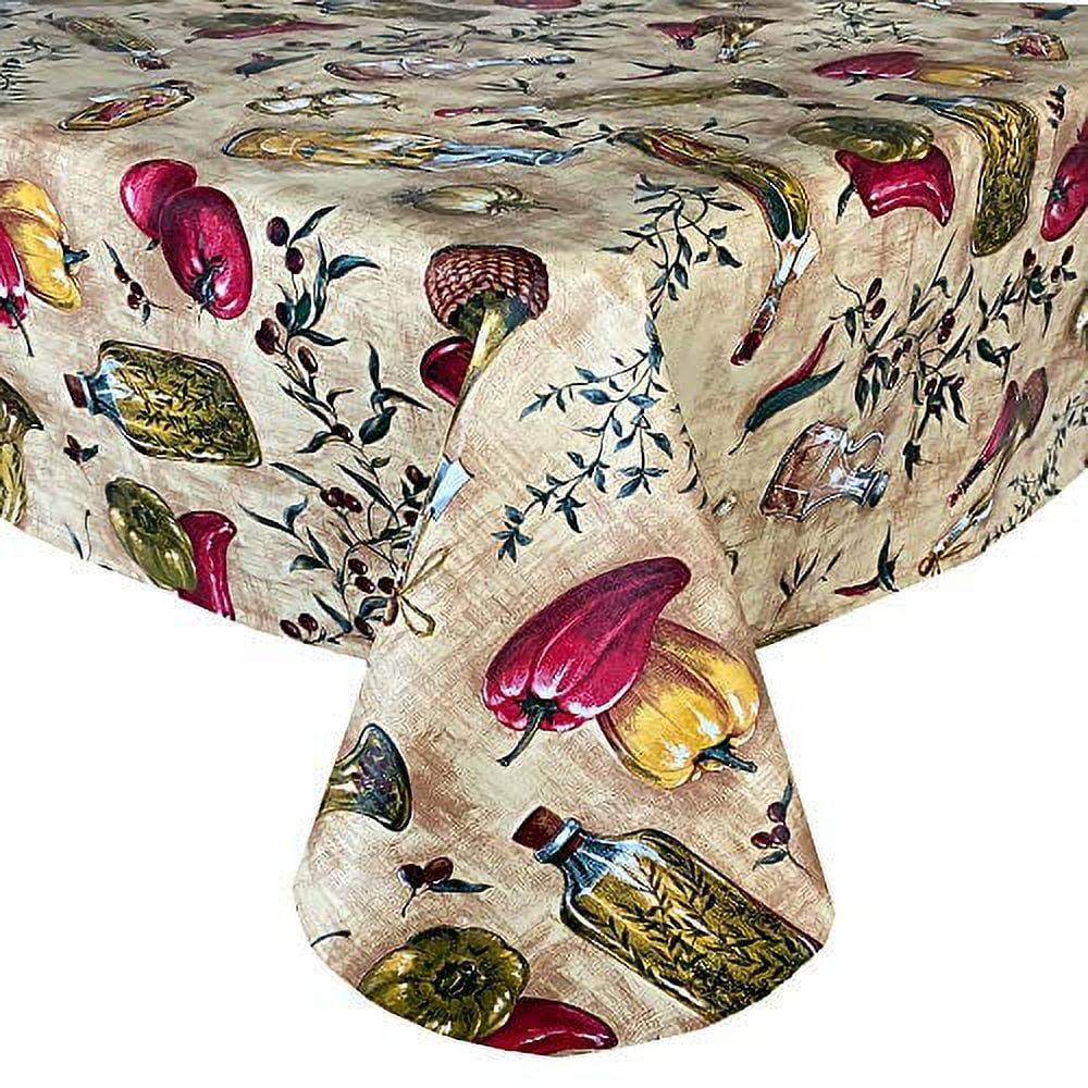 Tuscan Oil and Vinegar Print Vinyl Tablecloth, 60 x 84 Inch