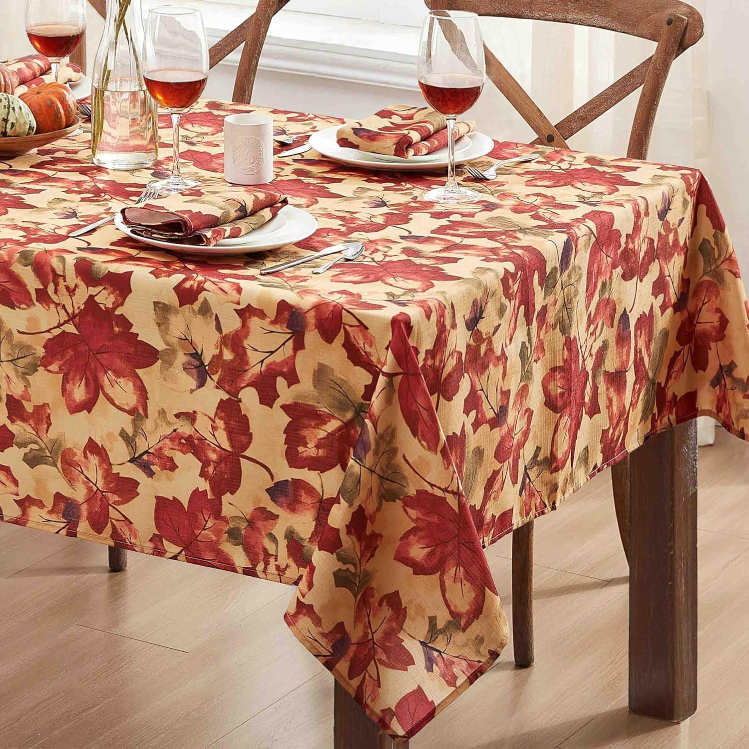 Newbridge Thanksgiving Holiday Autumn Leaf Collage 60 x 120 inch Rectangle Fabric Tablecloth