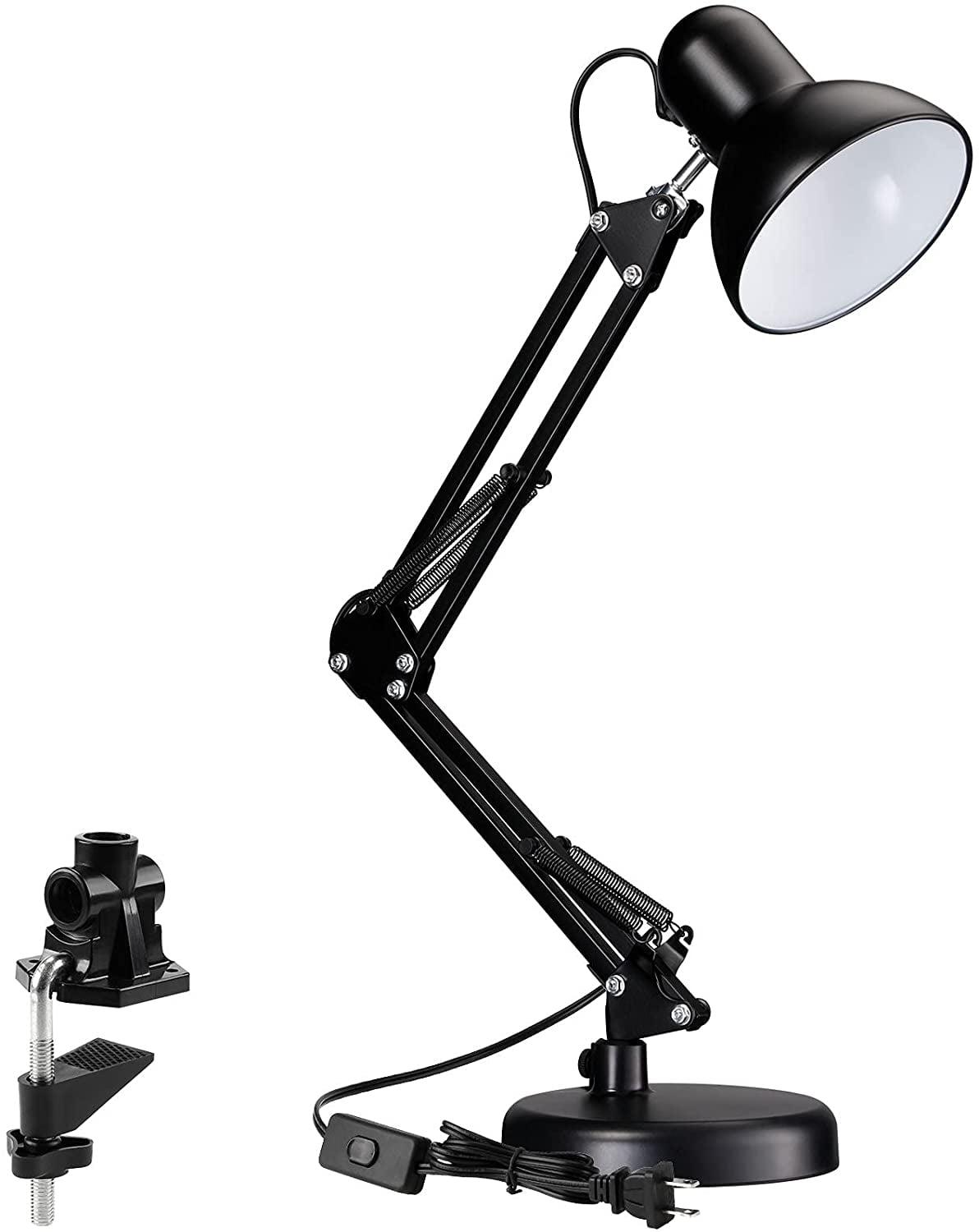 Wright 24" Adjustable Black Steel Clip-On Desk Lamp