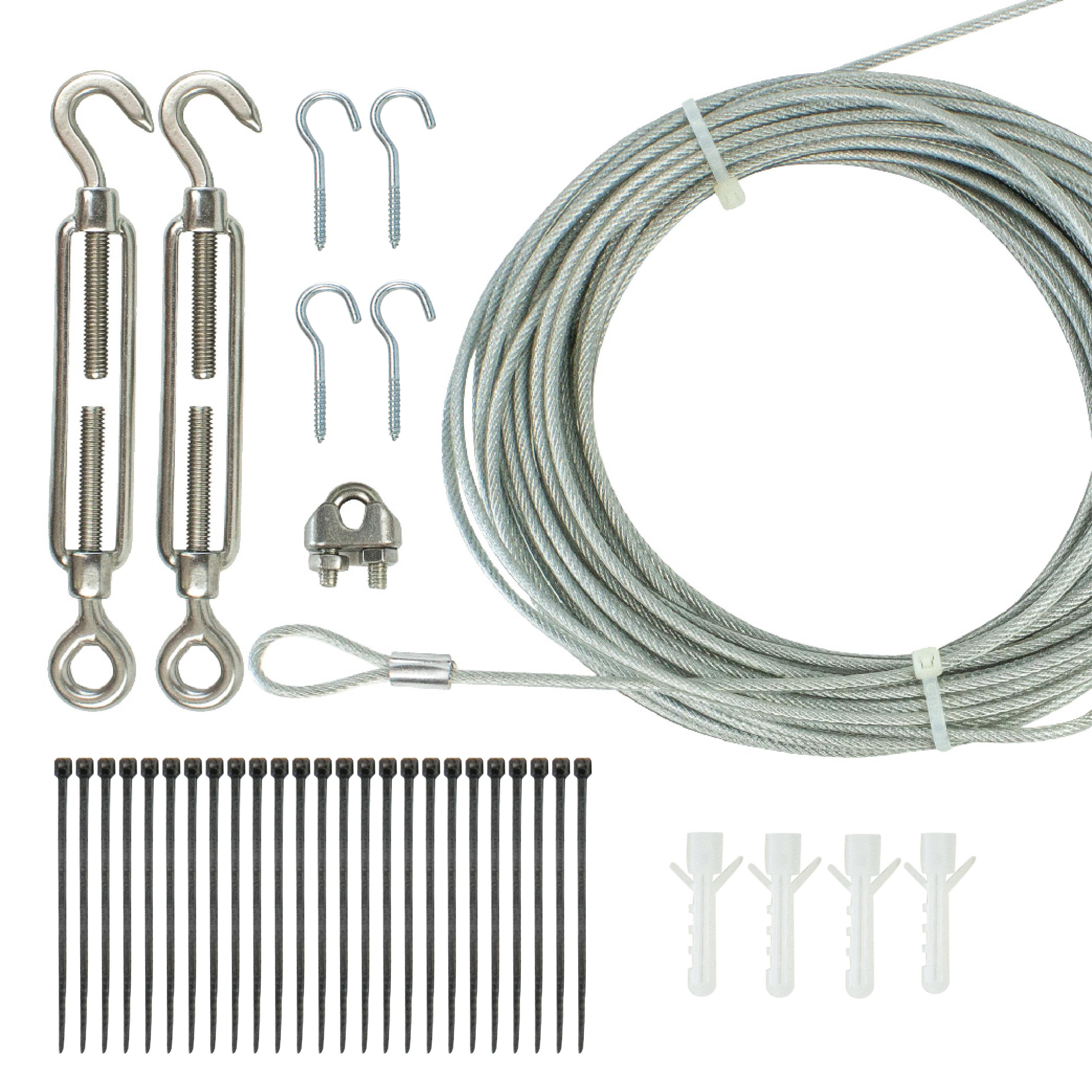 Silver 48 ft Outdoor LED String Light Hanging Kit