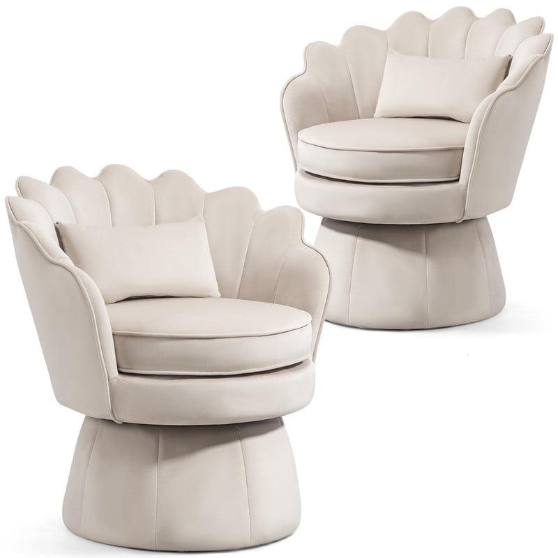 House of Hampton® Upholstered Velvet Swivel Barrel Accent Chair (Set of 2)