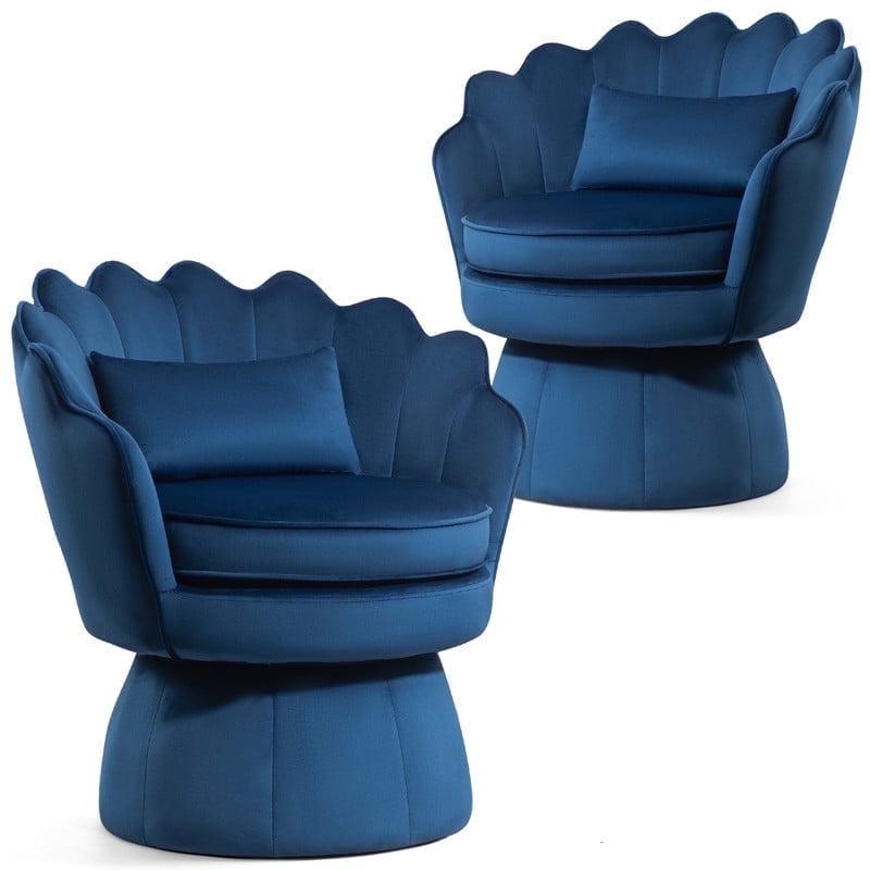 House of Hampton® Upholstered Velvet Swivel Barrel Accent Chair (Set of 2)
