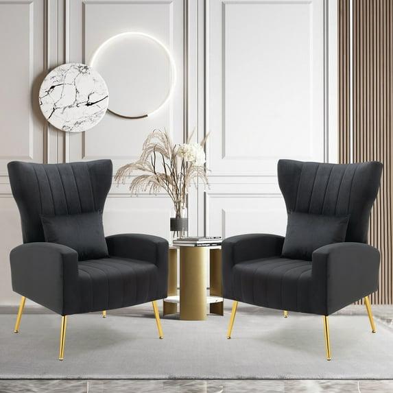 Mercer41 Upholstered Velvet Armchair (Set of 2)