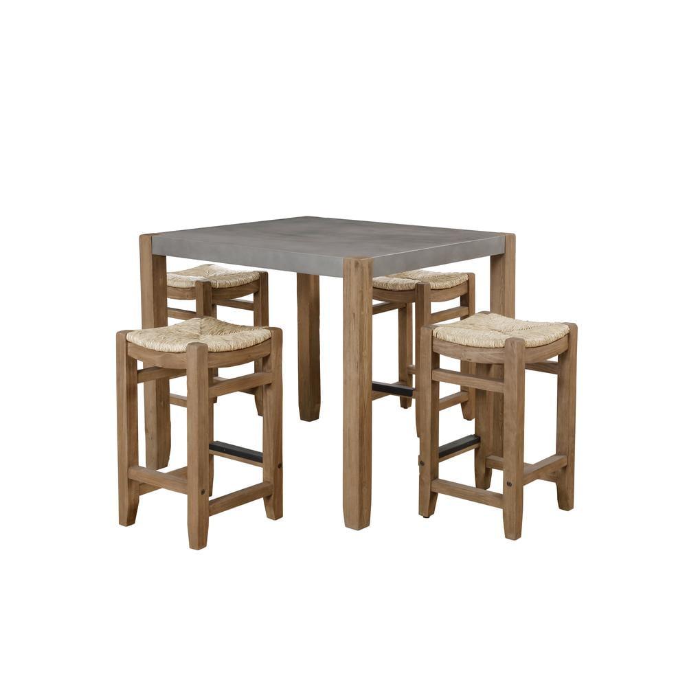 Newport 5-PC Set with 36" Gray Wood Counter-Height Table and Four Stools