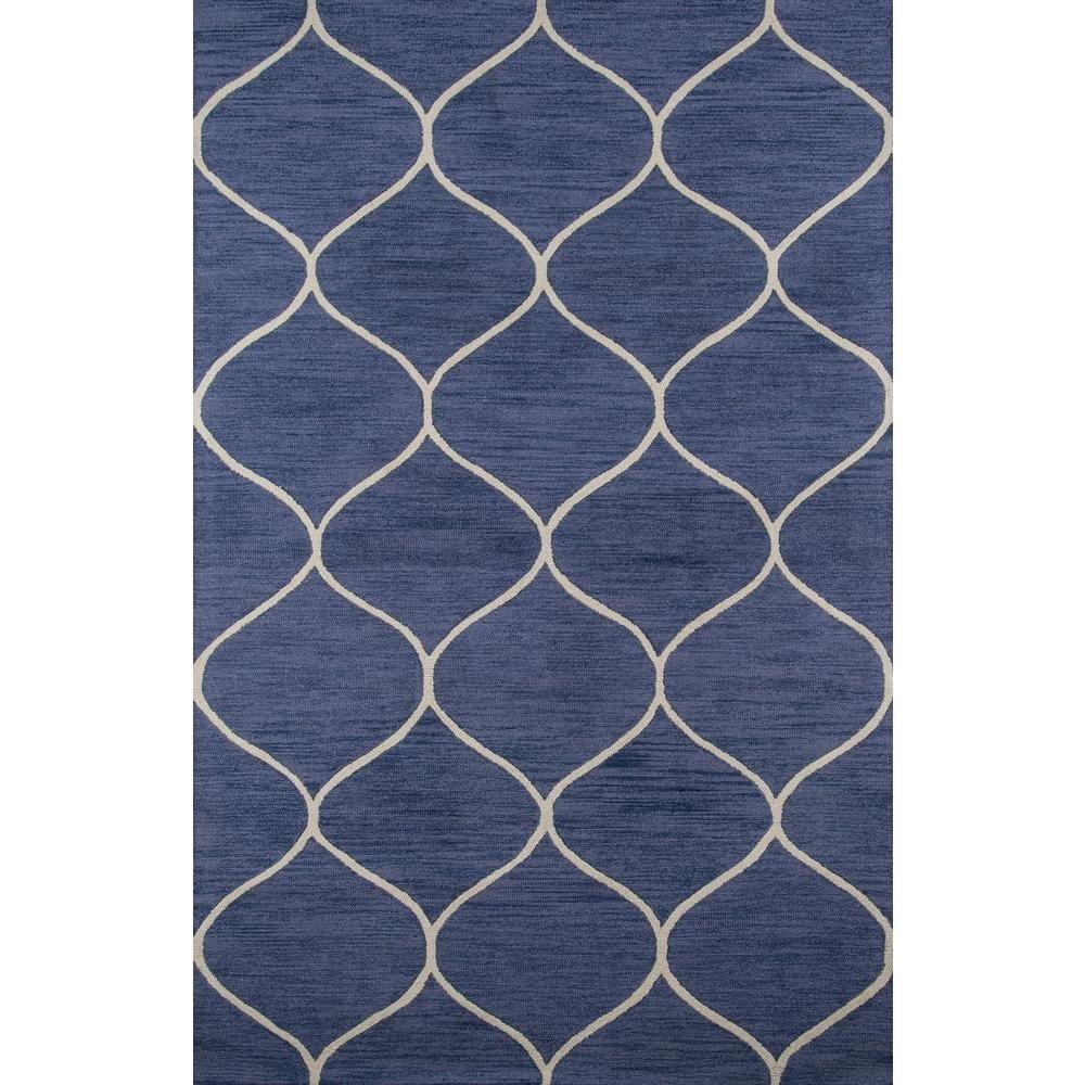 Morris Inspired Hand-Tufted Wool Area Rug in Blue, 45" x 8"