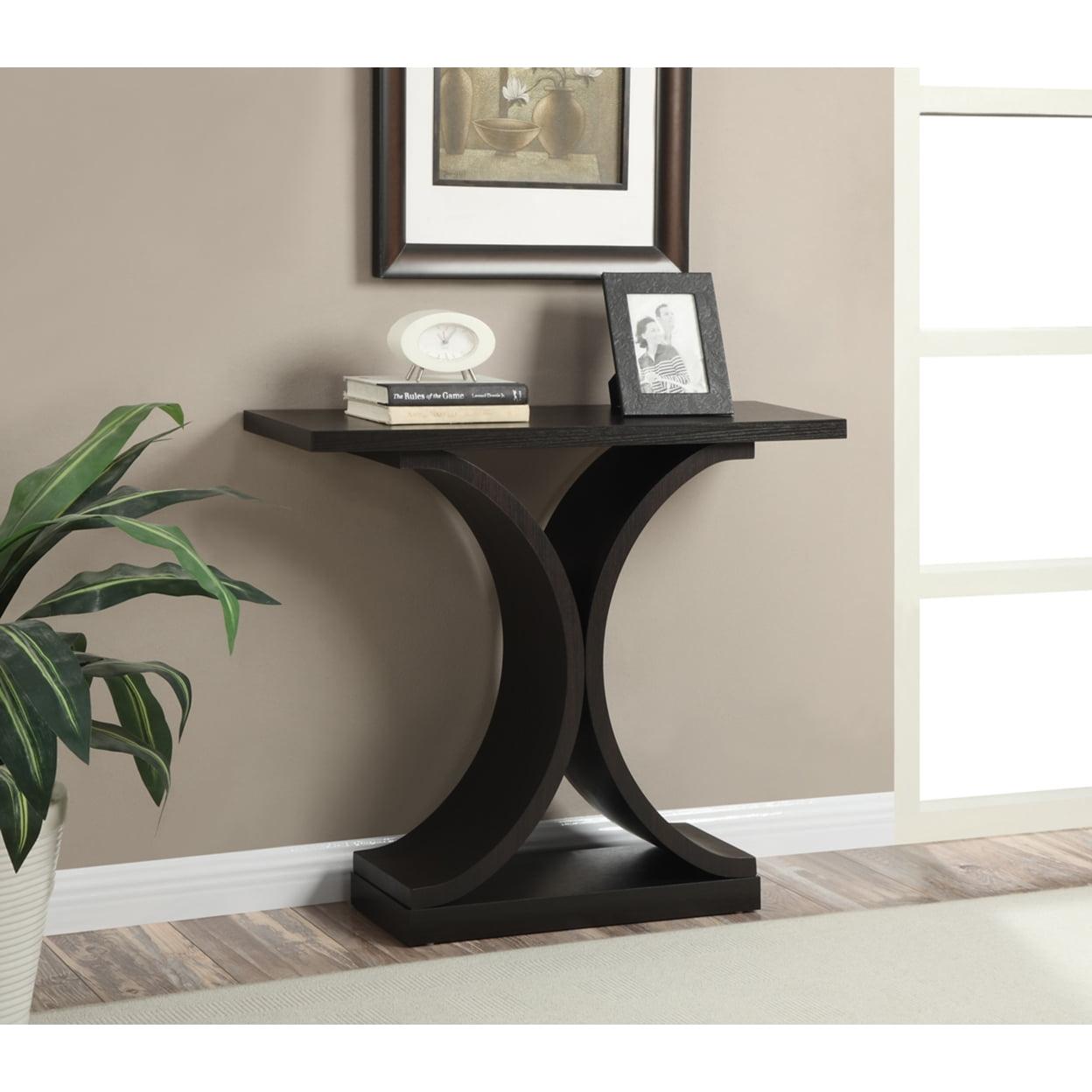 Espresso Wood Demilune Console Table with Curved Base