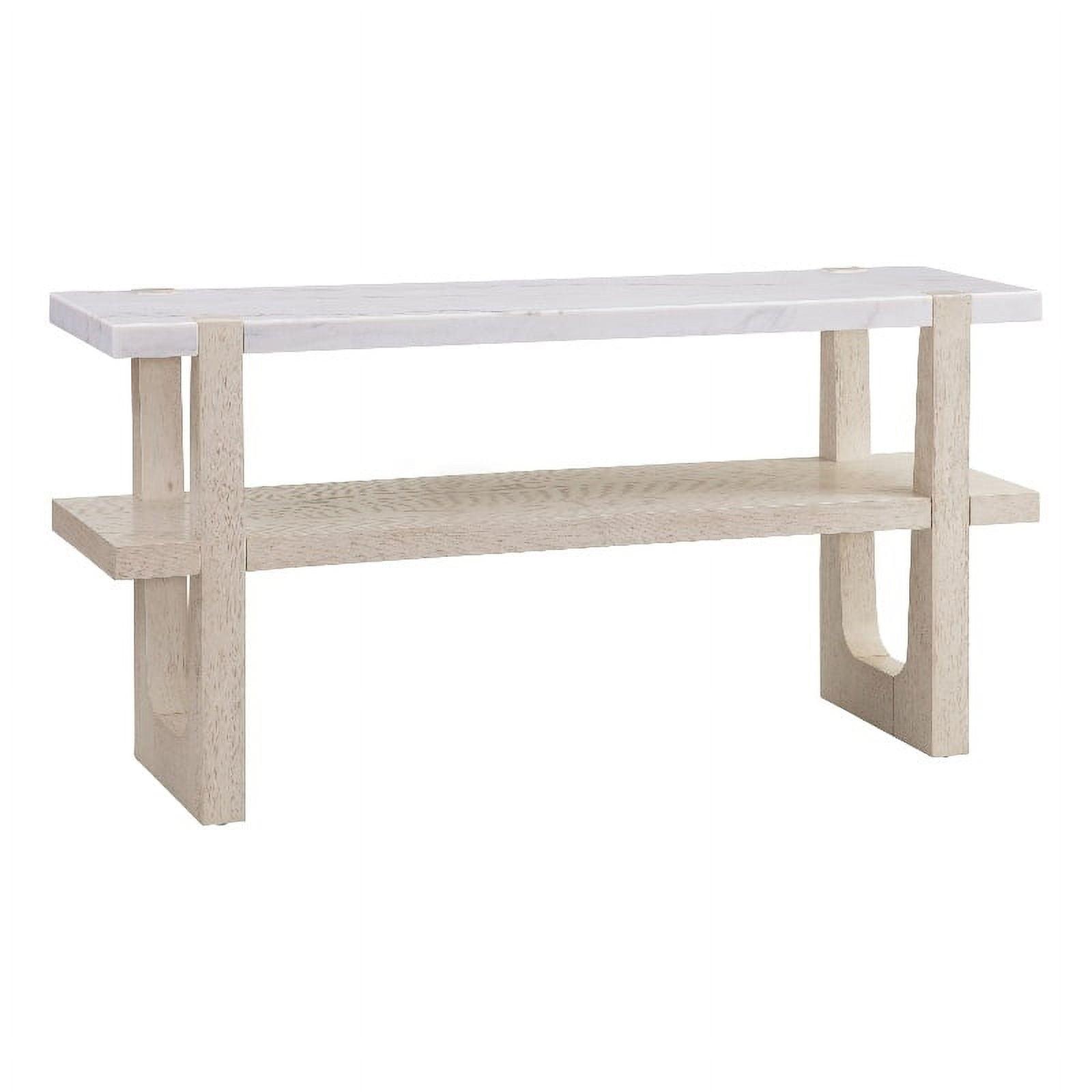 Coastal Modern Sun-Bleached Ash & White Marble Console Table with Storage