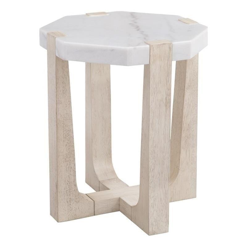 Jack Geometric Marble Accent Table (18")