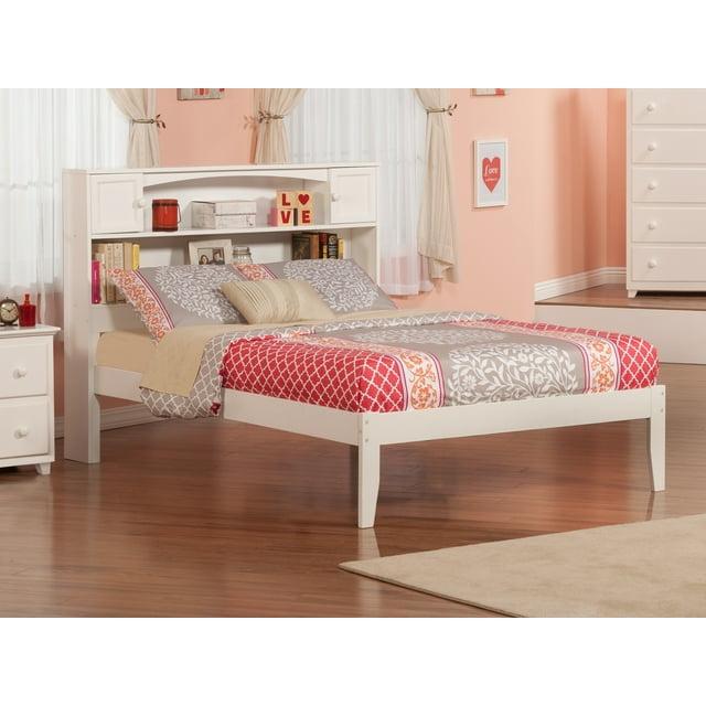 AFI Full Newport Bed with Open Footboard White: Kids' Platform with Bookcase Headboard, No Box Spring Needed