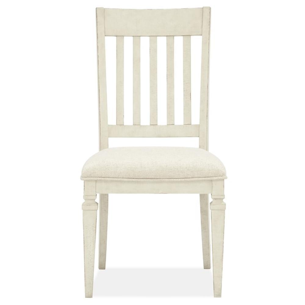 White Upholstered Wood Transitional Side Chair