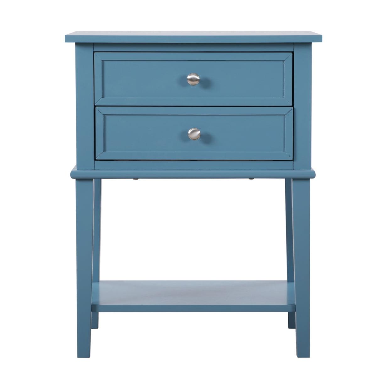 Newton Teal 2-Drawer Solid Wood Nightstand with Shelf