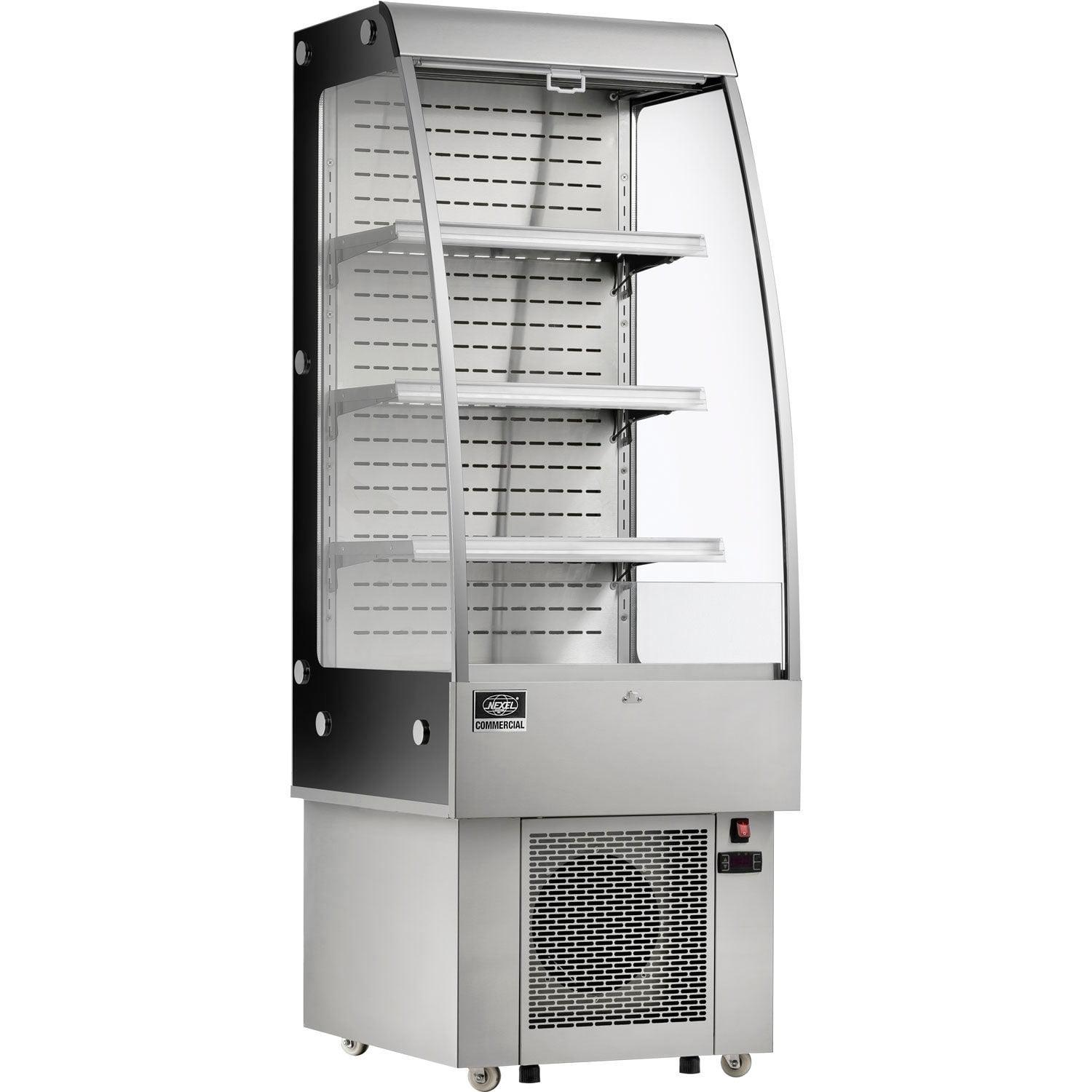 Stainless Steel Commercial Open Air Merchandiser with Adjustable Shelves