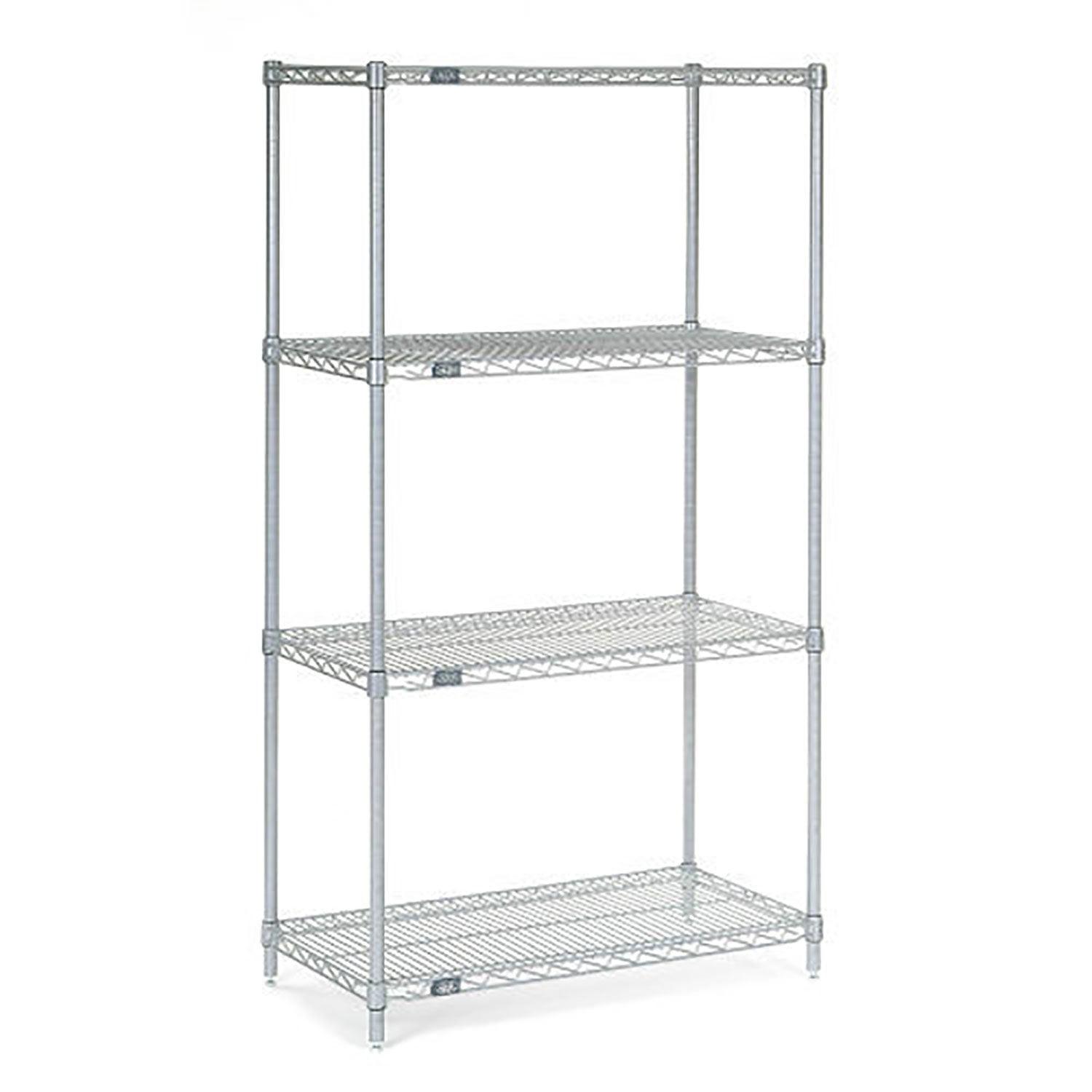 Nexel 4-Tier Adjustable Chrome Wire Shelving Unit, 36"W x 12"D x 54"H