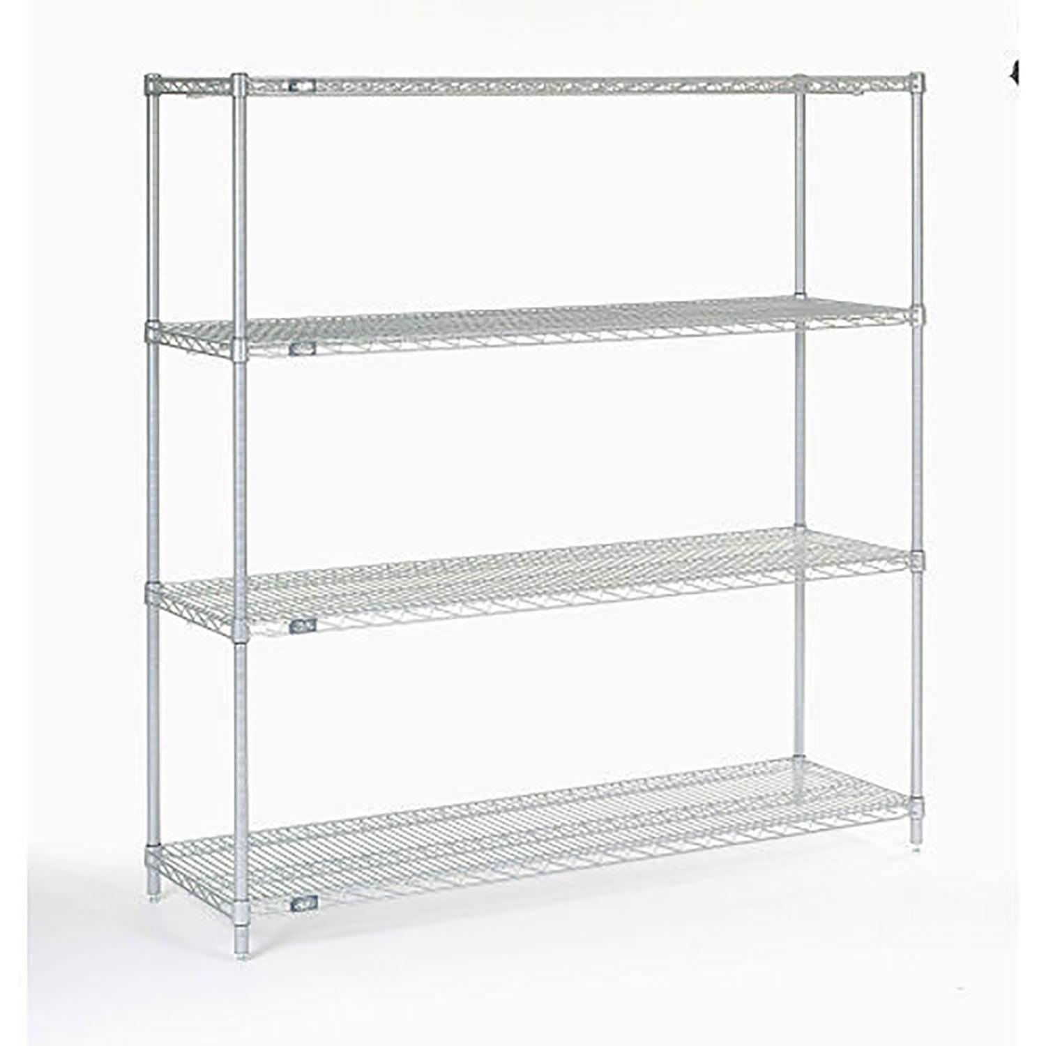 Nexel 4 Tier Chrome Wire Shelving Starter Unit, 48"W x 12"D x 86"H