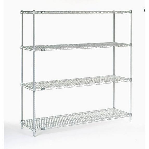 Nexel 4 Tier Chrome Wire Shelving Starter Unit, 48"W x 12"D x 86"H