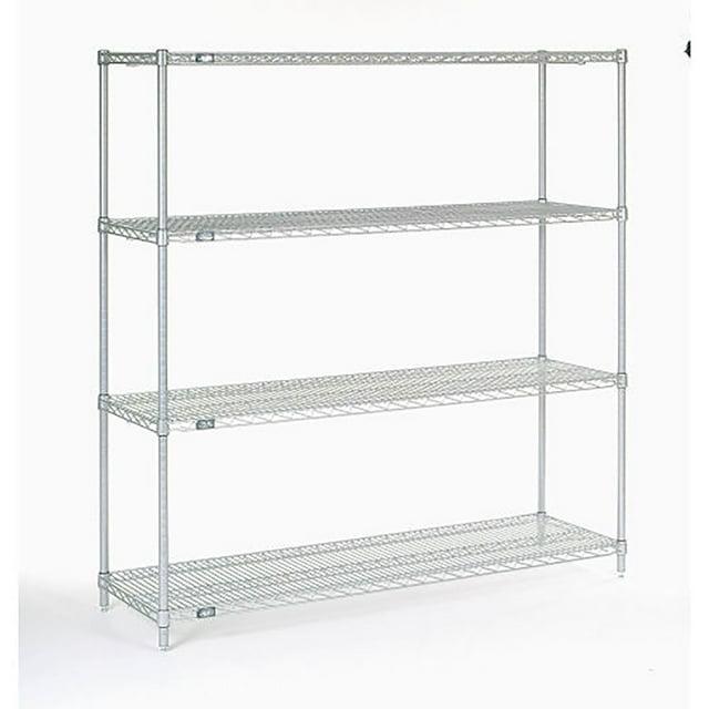 Nexel 4 Tier Chrome Wire Shelving Starter Unit, 48"W x 12"D x 86"H