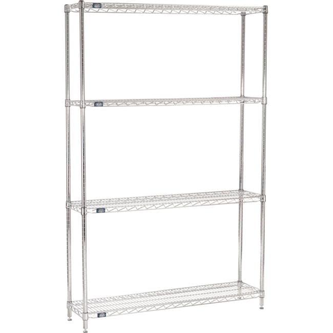 Nexel 4-Tier Chrome Adjustable Wire Shelving Unit, 48"W x 12"D x 86"H