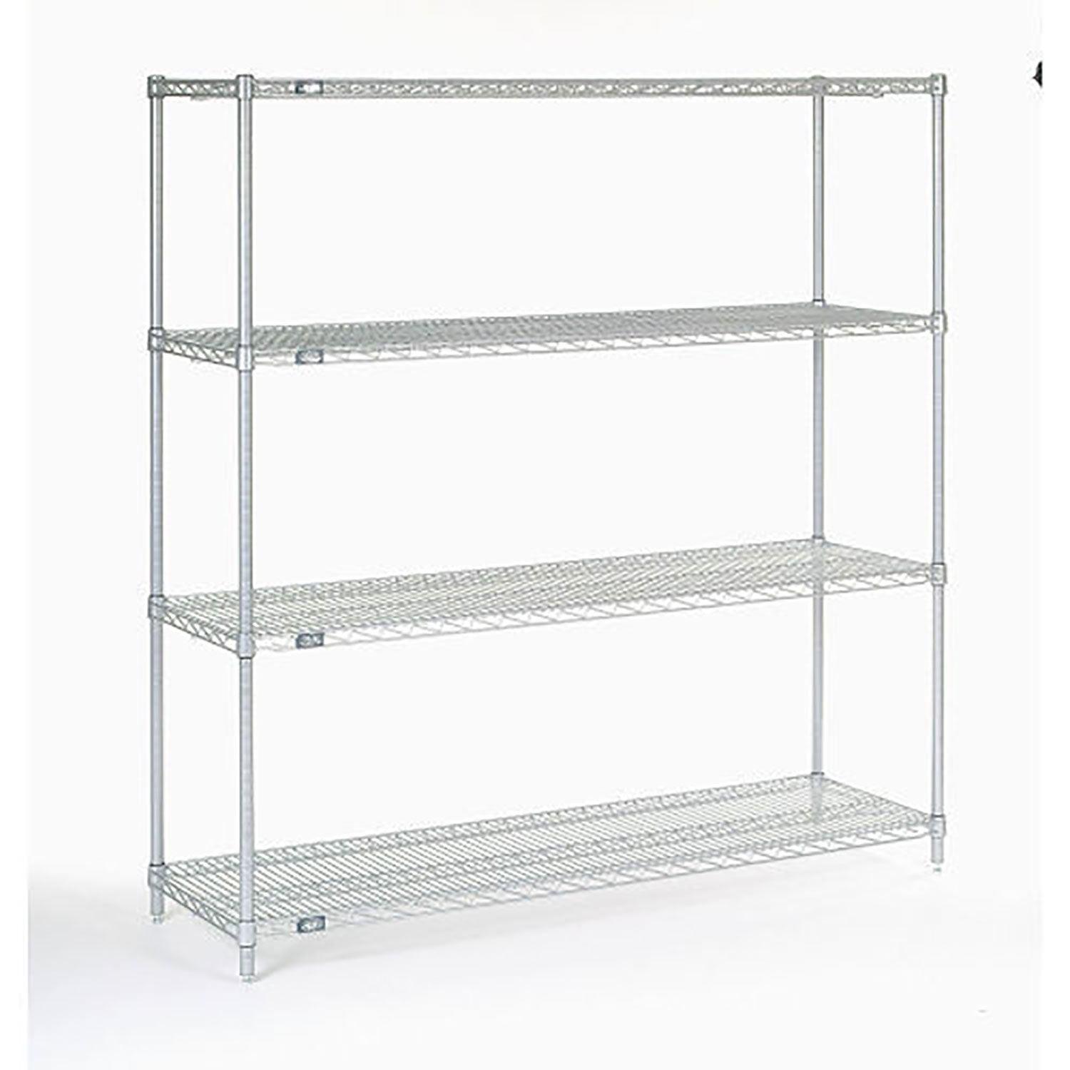 Nexel 4-Tier Chrome Wire Shelving Unit, 48"W x 12"D x 63"H