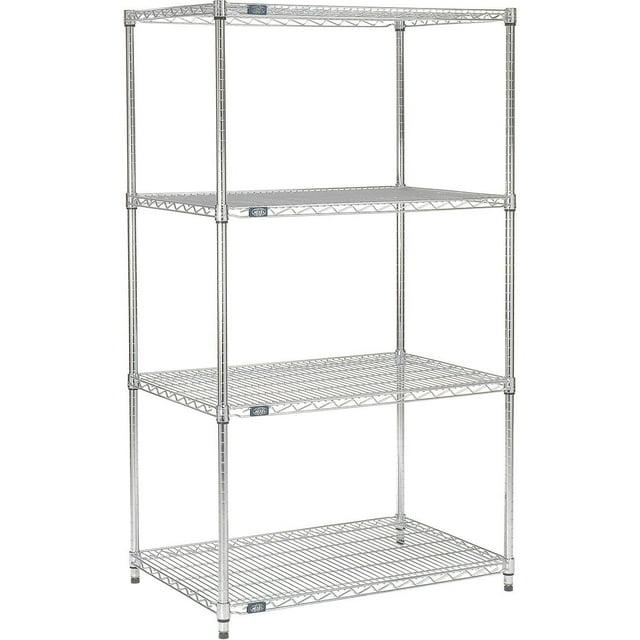 Nexel VP24487NC 24 x 48 x 74 in. 4 Tier Economy Wire Shelving Starter Unit, Nickel Chrome