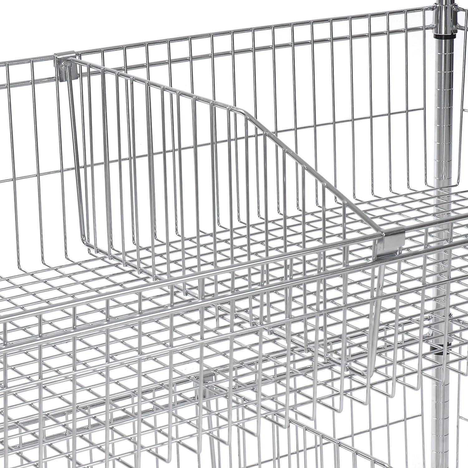 Nexel WBD18C Wire Shelf Basket Divider 18"D x 10"H, Steel, Silver
