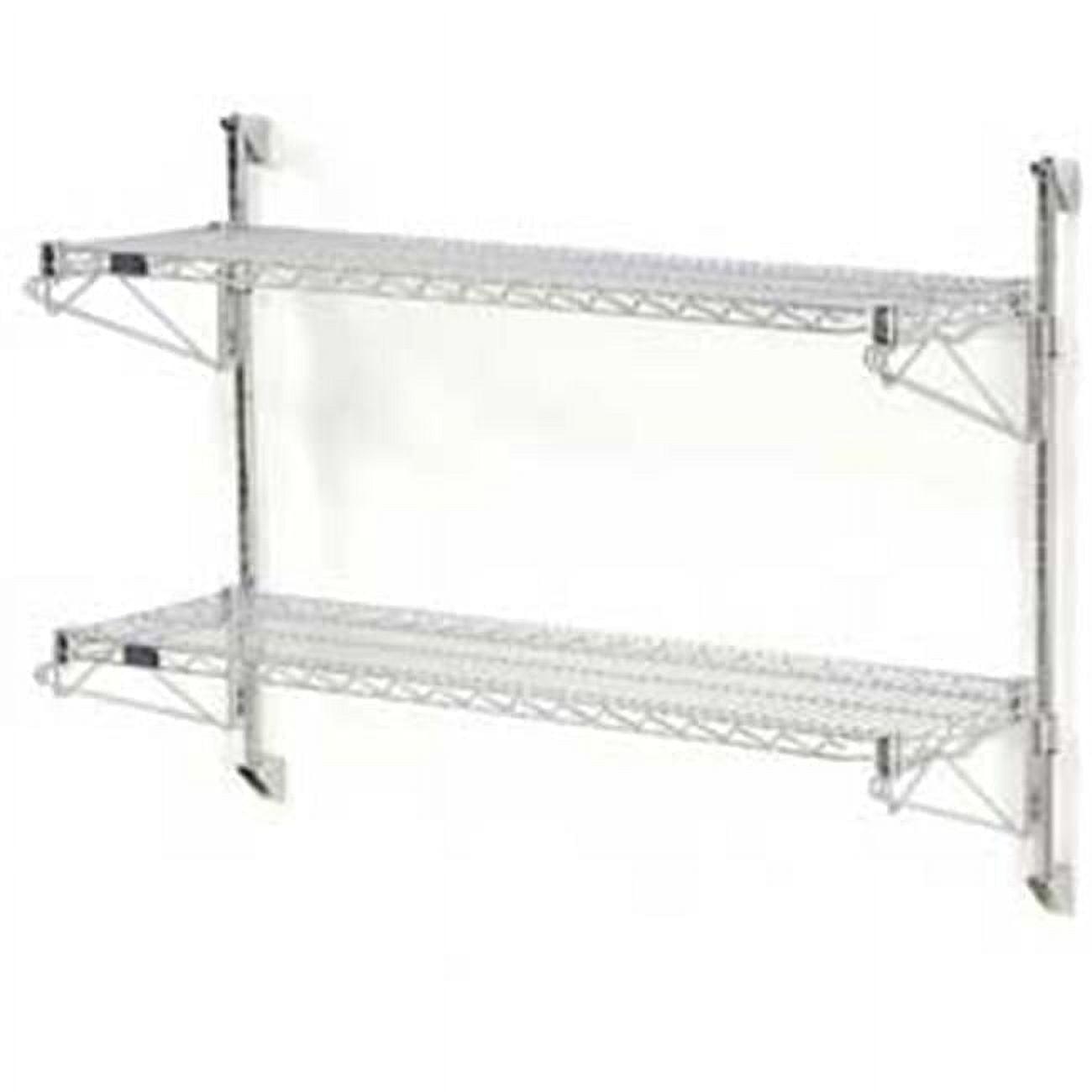 Nexel Wall Mount Wire Shelving Starter - 2-Shelf, Chrome - 60 x 24 x 34 in.