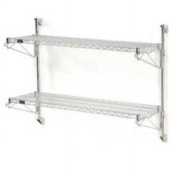 Nexel Wall Mount Wire Shelving Starter - 2-Shelf, Chrome - 60 x 24 x 34 in.