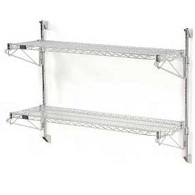 Nexel Wall Mount Wire Shelving Starter - 2-Shelf, Chrome - 60 x 24 x 34 in.