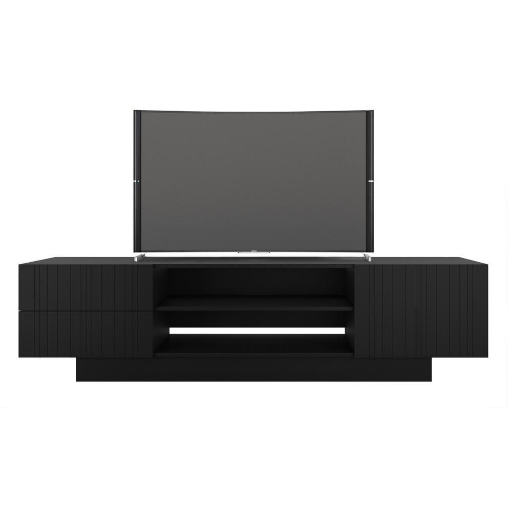 Galleri TV Stand for TVs up to 80" Black - Nexera: Media Console with Open Shelves & Drawer Storage