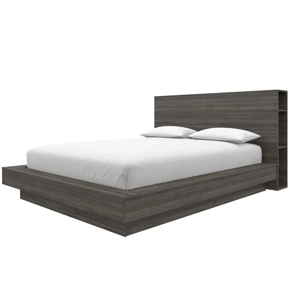 Nexera Marconi Platform Bed Set In Grey Oak