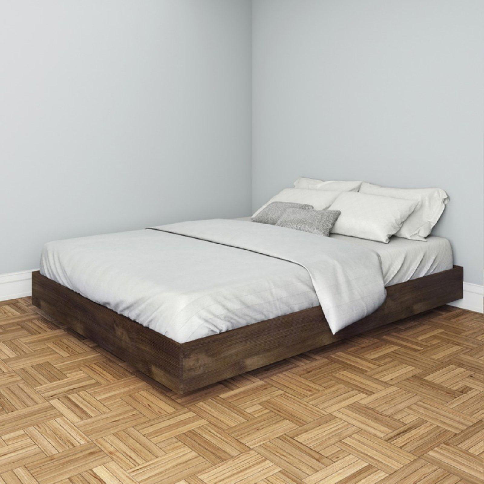 Nexera Elegance Queen Platform Bed in Truffle Brown with Floating Design