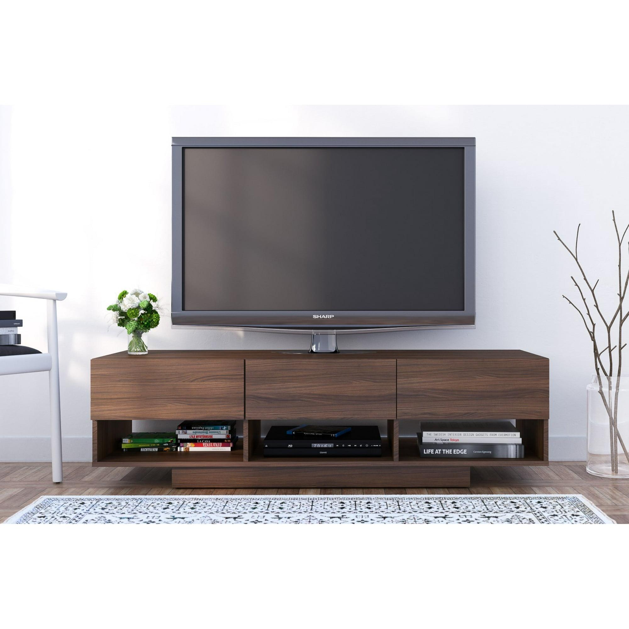 Rustik 3 Drawer TV Stand for TVs up to 66" Walnut - Nexera