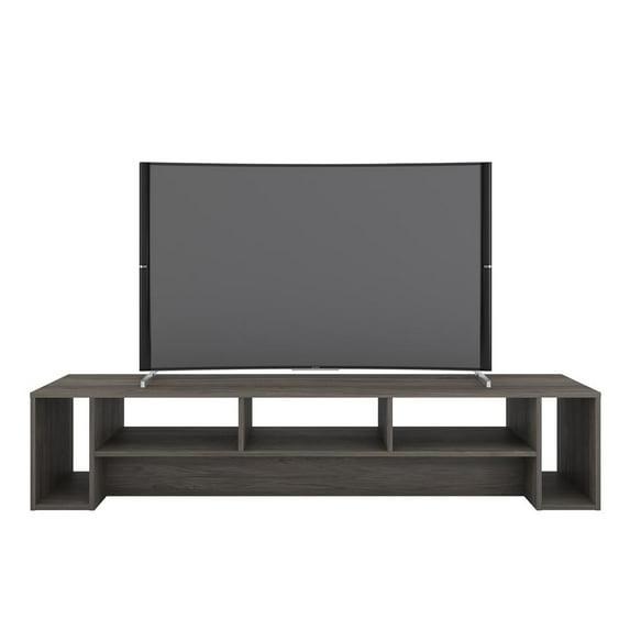 Rustik 3 Shelf TV Stand for TVs up to 80" Bark Gray - Nexera: Modern Media Console with Open Storage