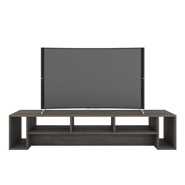 Rustik 3 Shelf TV Stand for TVs up to 80" Bark Gray - Nexera: Modern Media Console with Open Storage